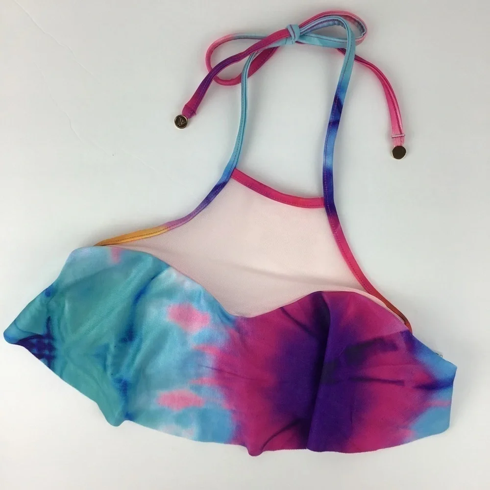 Wildfox Hologram Pink Mesh Halter Bikini Top | S